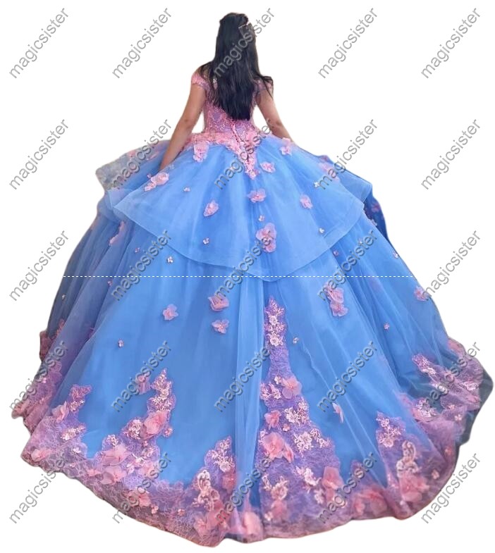 Factory wholesale Customized 3D Floral Quinceanera Dress