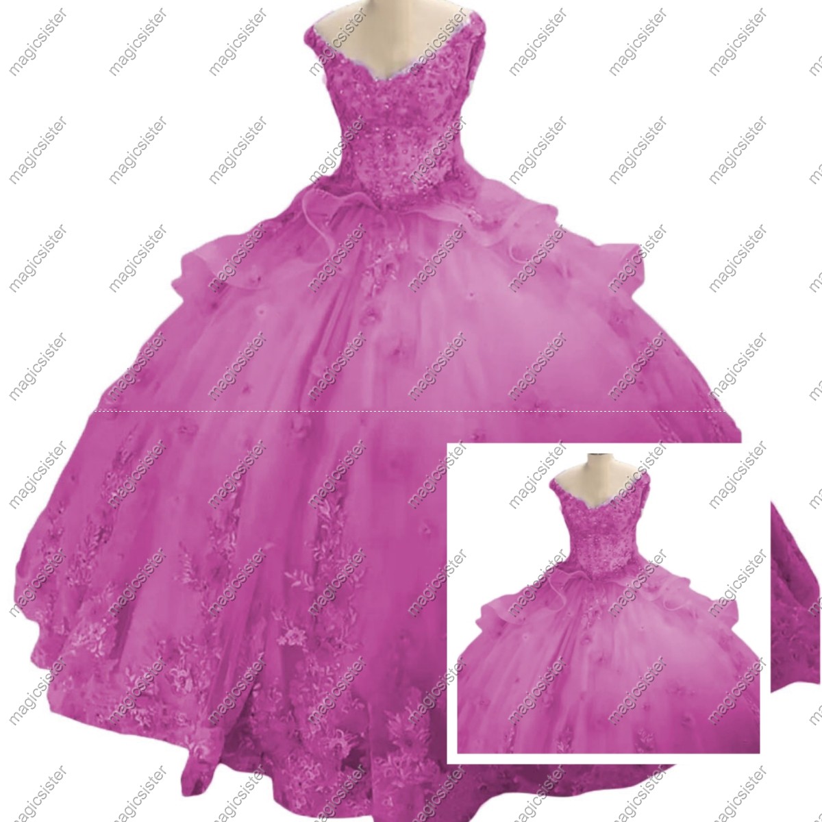 Factory wholesale Customized 3D Floral Quinceanera Dress