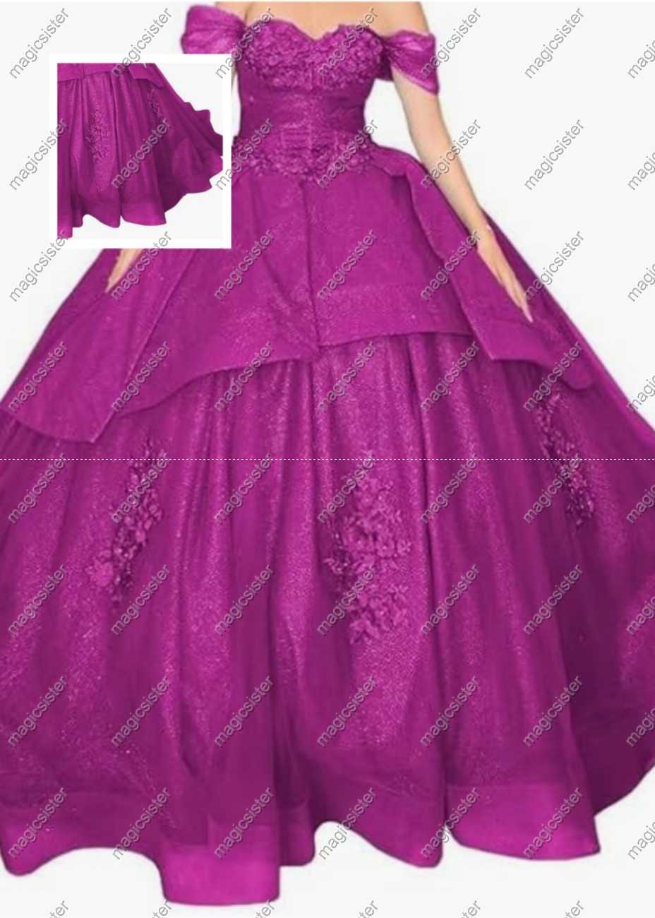 Factory wholesale Instock Glitter 3D Floral Appliques Quinceanera Dress