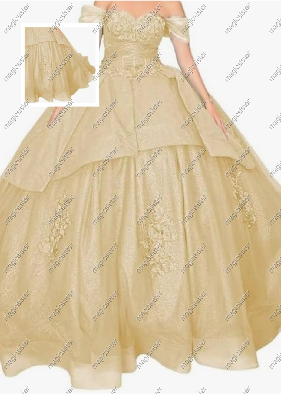 Factory wholesale Instock Glitter 3D Floral Appliques Quinceanera Dress