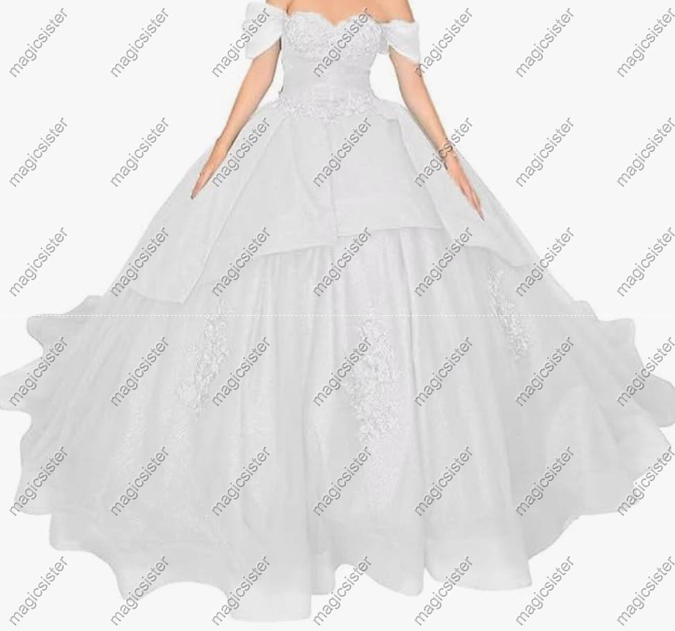 Factory wholesale Instock Glitter 3D Floral Appliques Quinceanera Dress