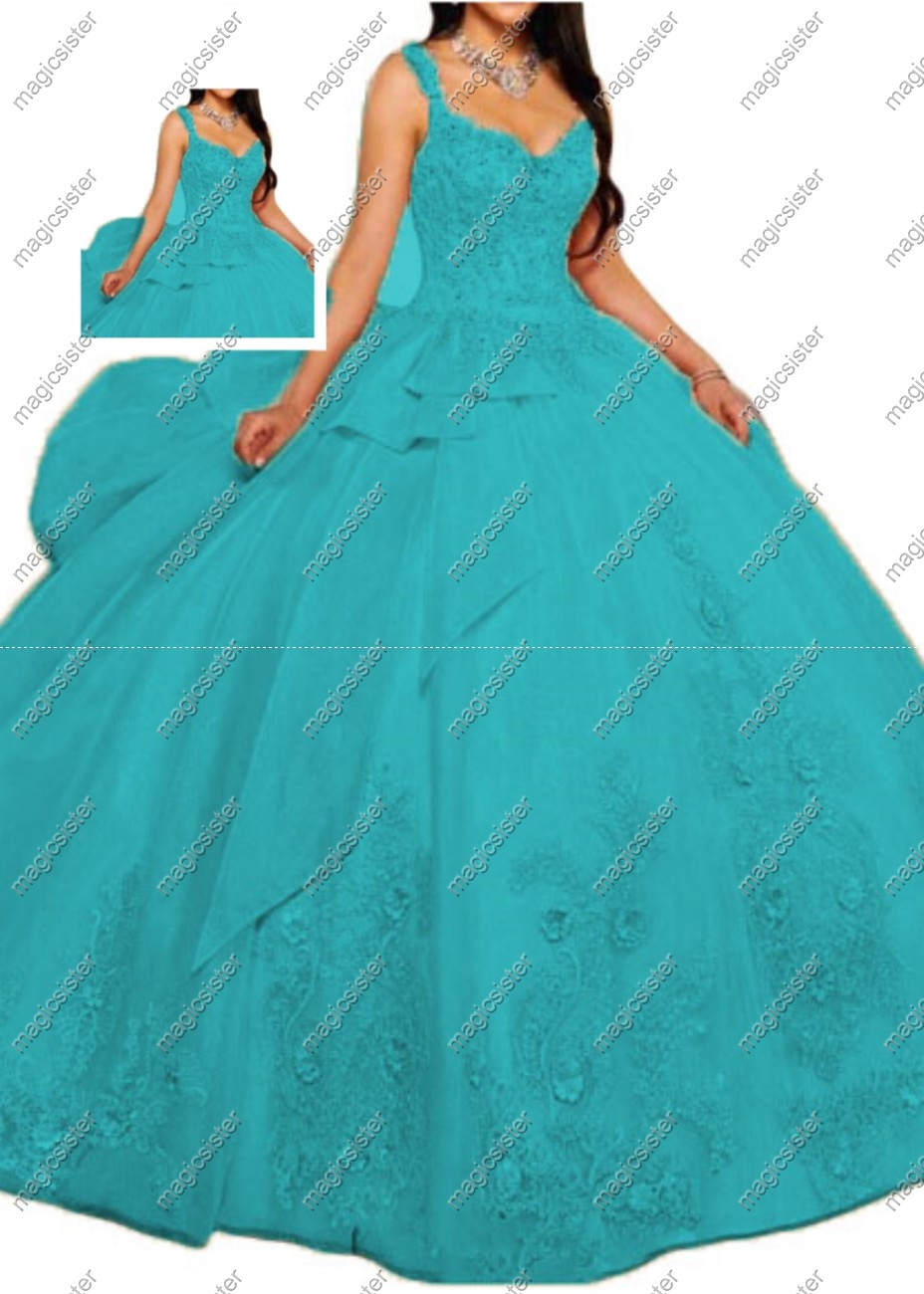 Factory wholesale Luxurious Floral Appliques Quinceanera Ball Gowns
