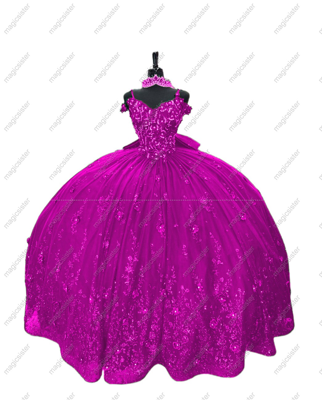 Luxury Factory Wholesale Glitter 3D Flower Quinceanera Dress