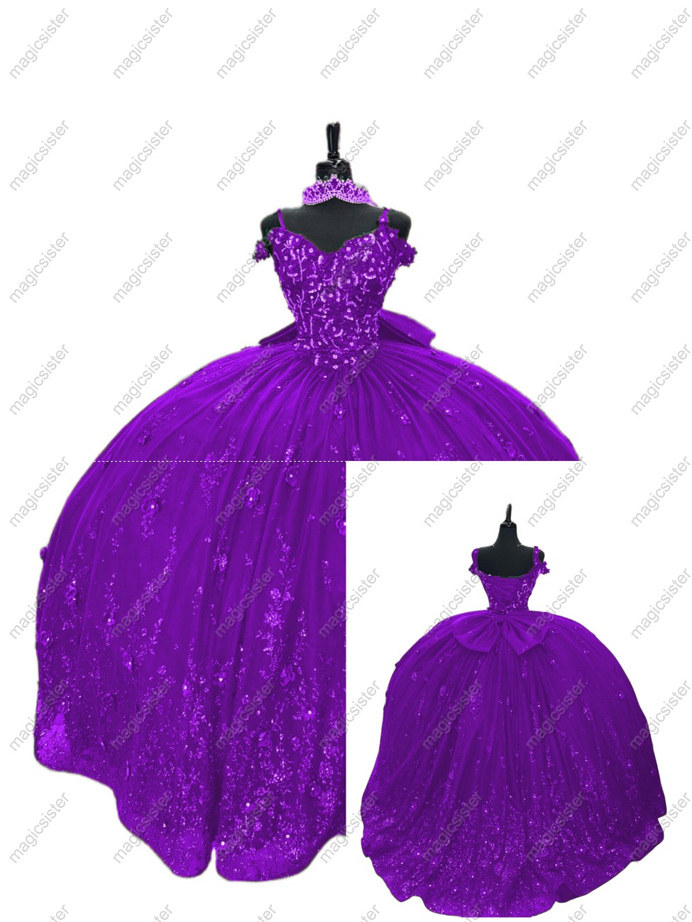 Luxury Factory Wholesale Glitter 3D Flower Quinceanera Dress