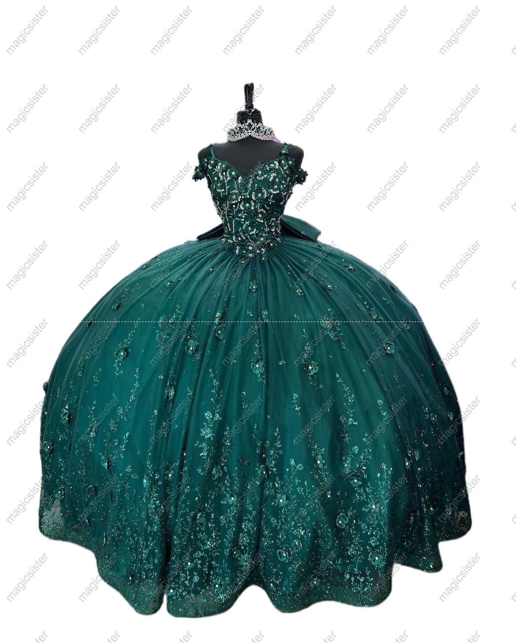 Luxury Factory Wholesale Glitter 3D Flower Quinceanera Dress