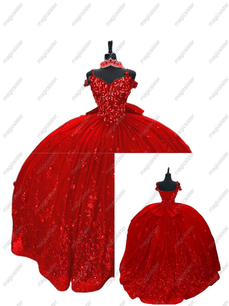 Luxury Factory Wholesale Glitter 3D Flower Quinceanera Dress
