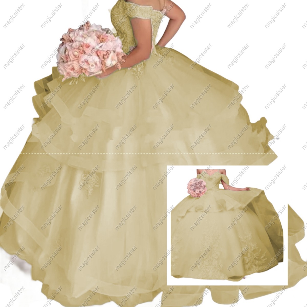 Quinceanera Dress Sweet 16 Girls Off Shoulder Applique Cupcake Layers Ball Gowns Party
