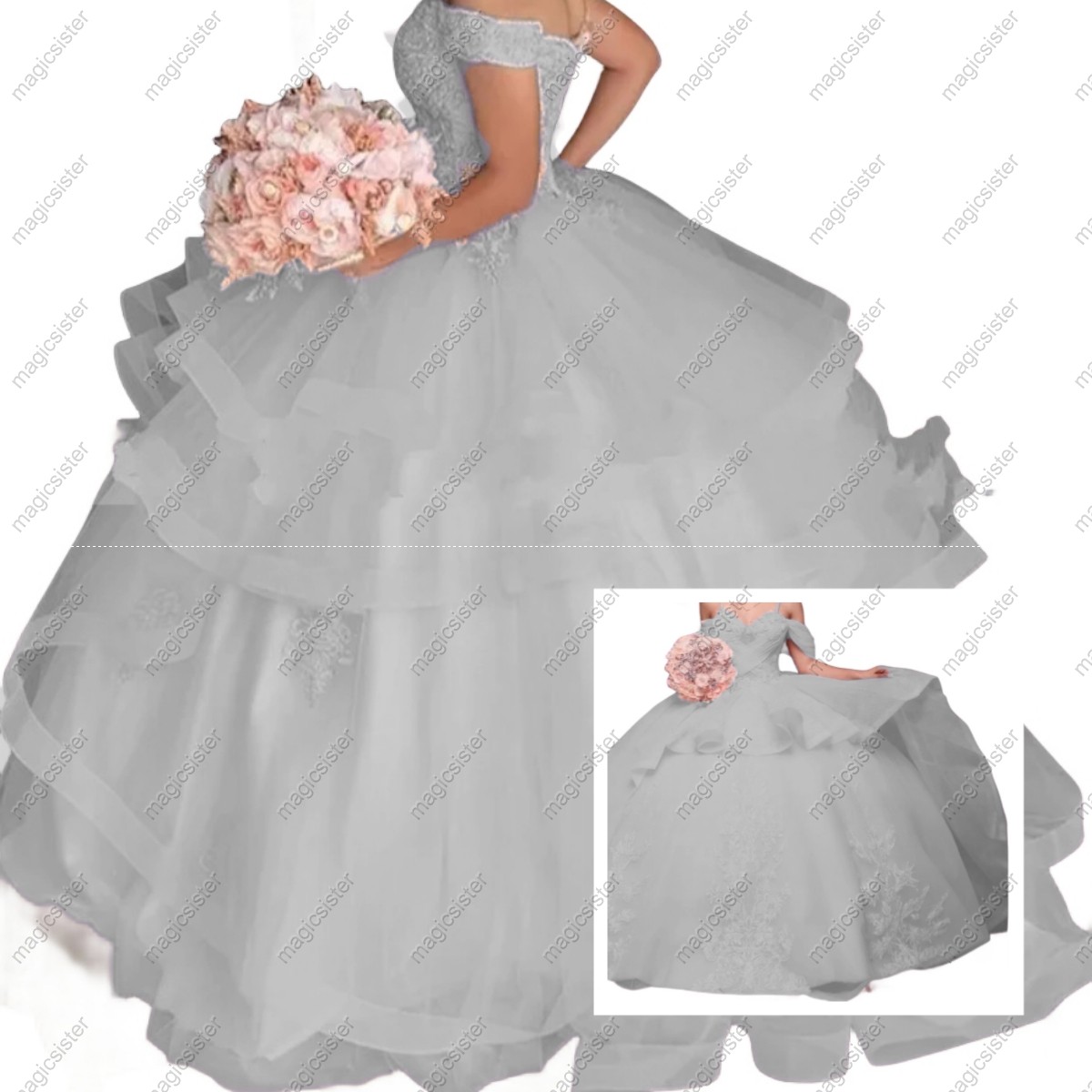 Quinceanera Dress Sweet 16 Girls Off Shoulder Applique Cupcake Layers Ball Gowns Party
