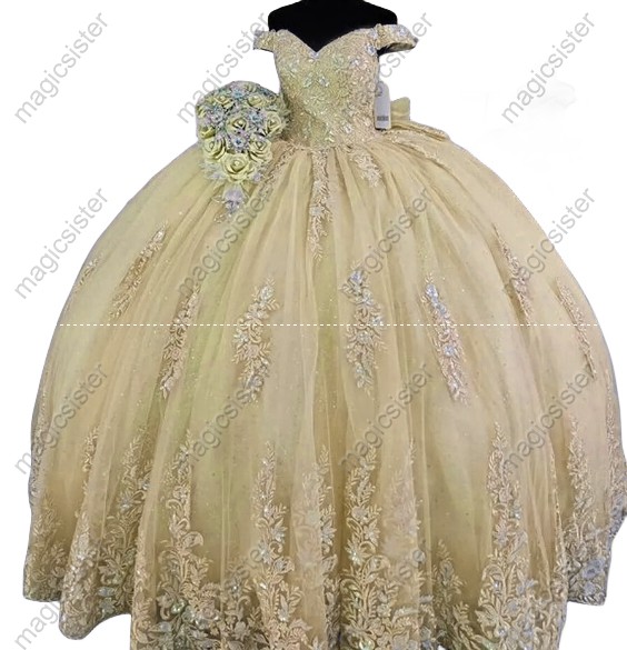 Sparkly Pretty Princess Ruffled Quinceanera Dress
