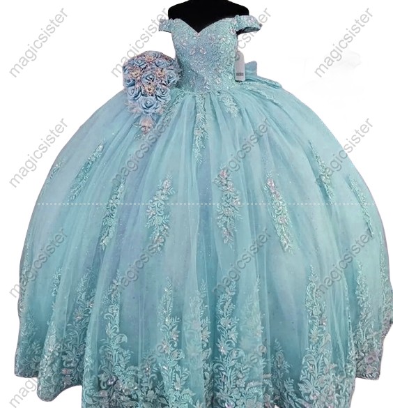 Sparkly Pretty Princess Ruffled Quinceanera Dress