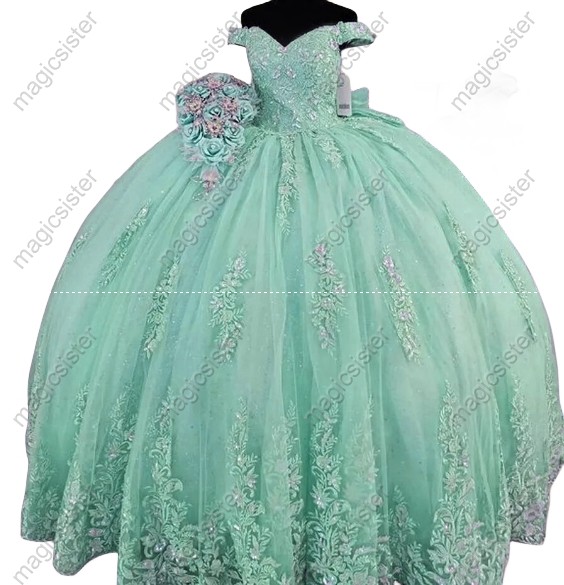 Sparkly Pretty Princess Ruffled Quinceanera Dress