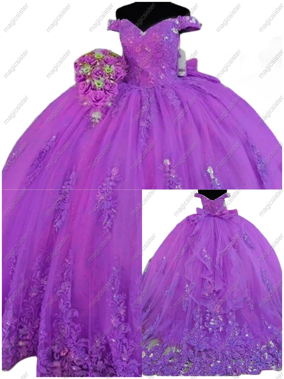 Sparkly Pretty Princess Ruffled Quinceanera Dress