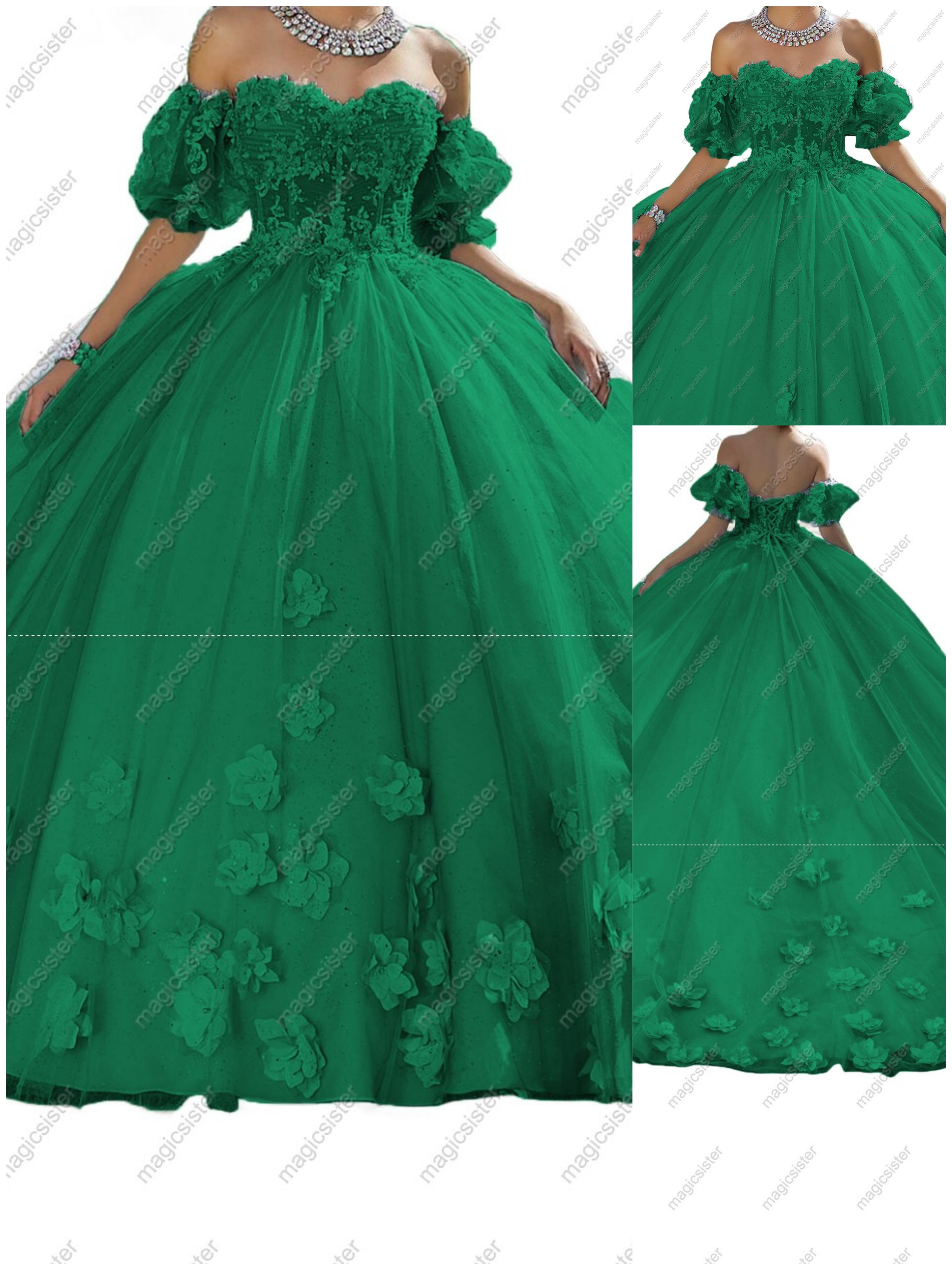 Sage Factory Wholesale Elegant 3D Flower Quinceanera Dress