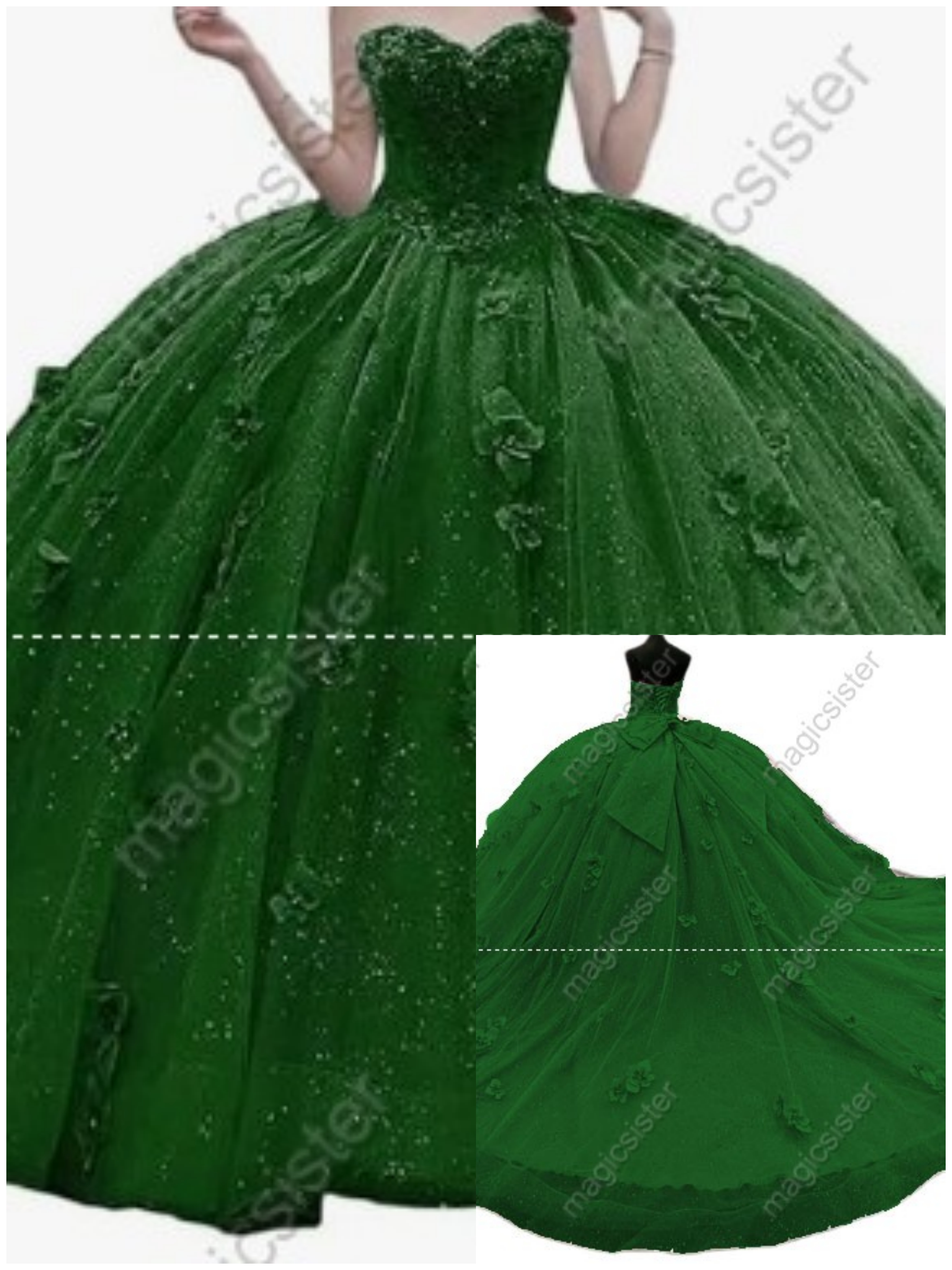 Sage Factory Wholesale Elegant 3D Flower Quinceanera Dress