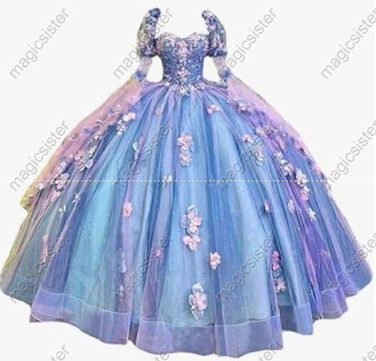 Factory Wholesale Elegant 3D Flower Quinceanera Dress