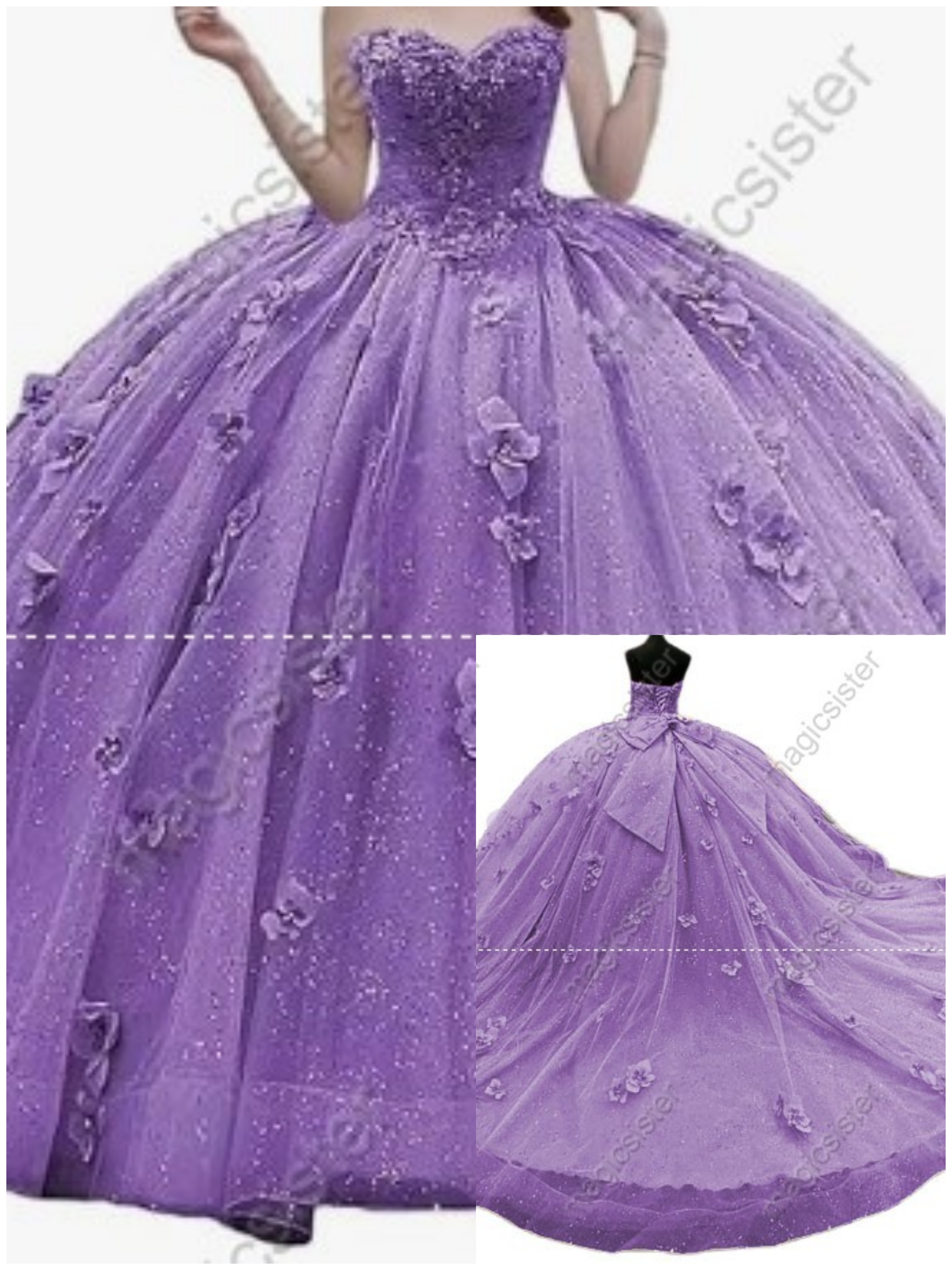 Factory Wholesale Elegant 3D Flower Quinceanera Dress
