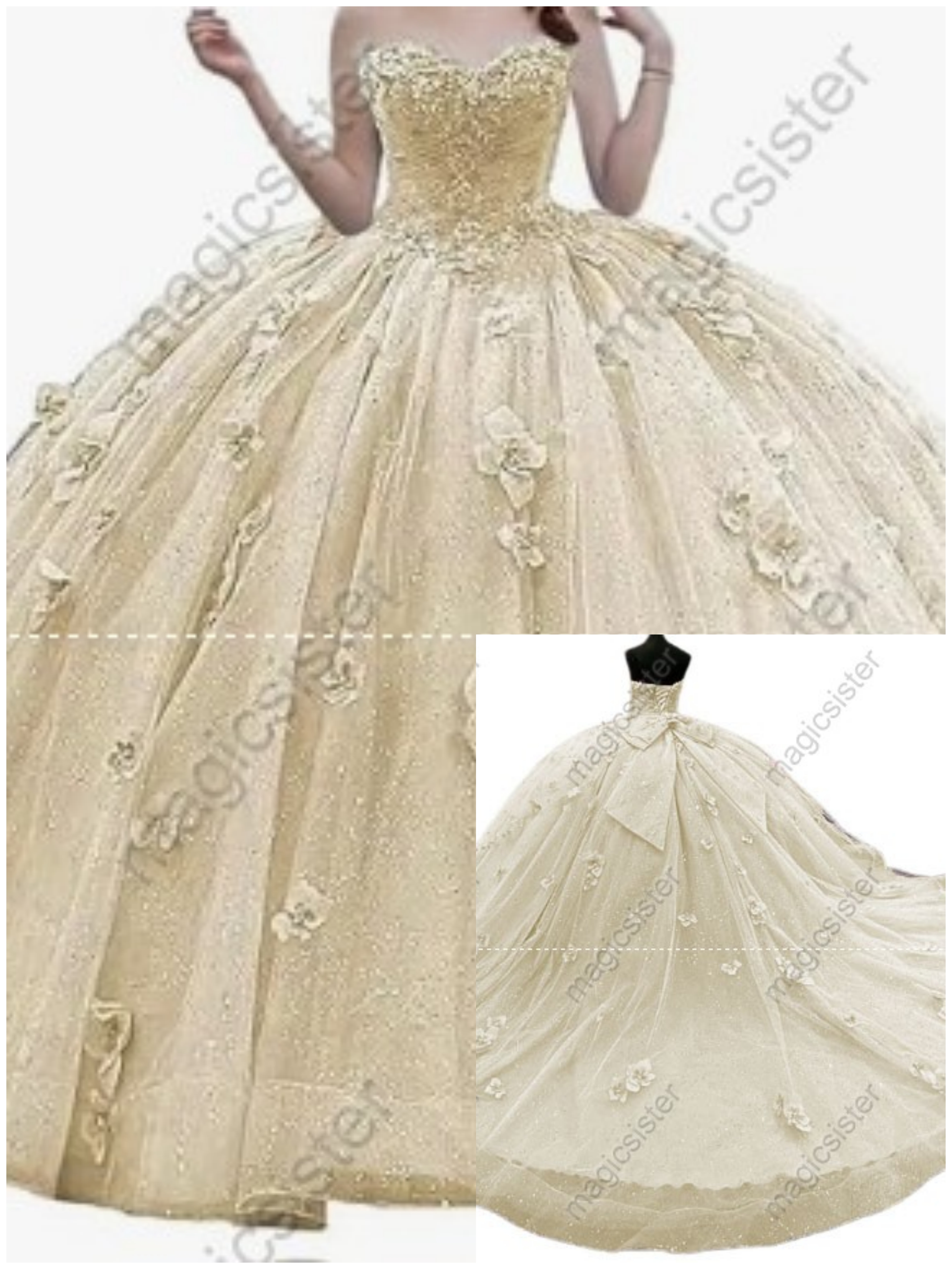 Factory Wholesale Elegant 3D Flower Quinceanera Dress
