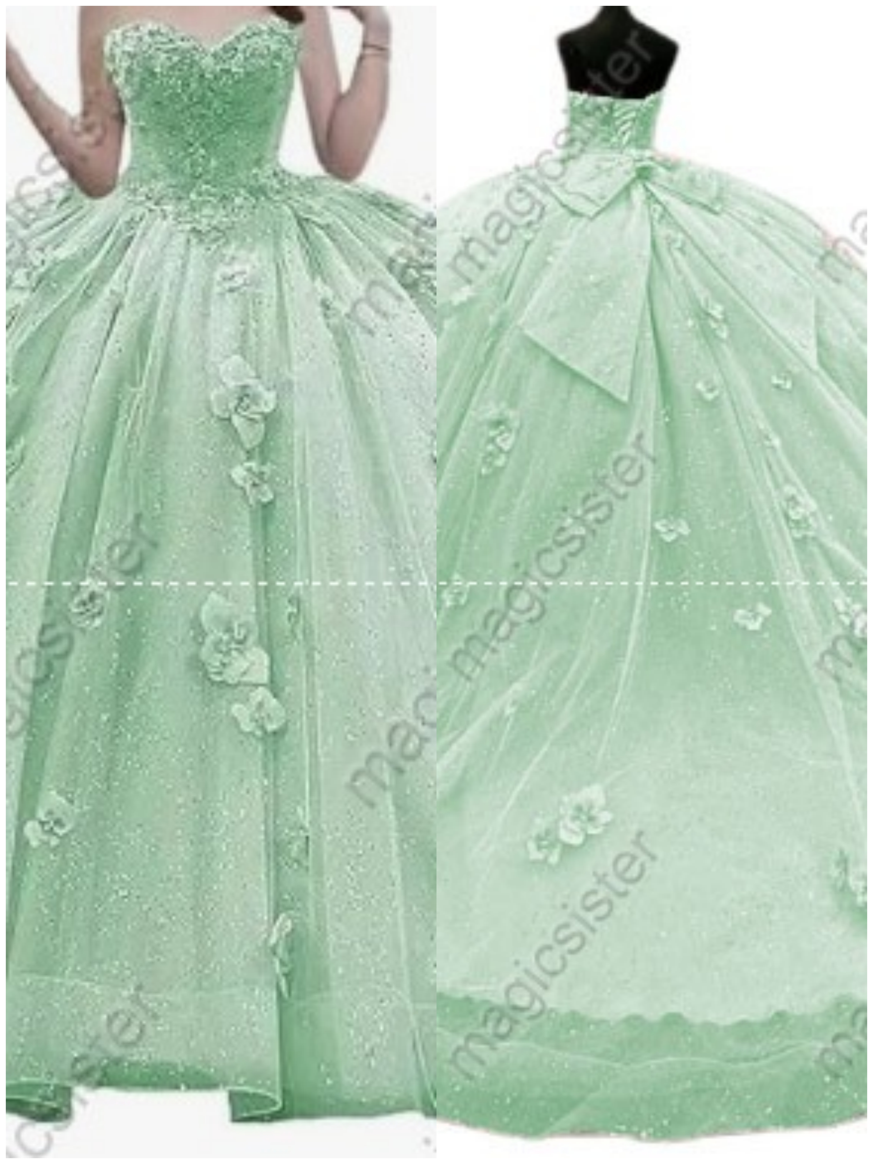 Sage Factory Wholesale Elegant 3D Flower Quinceanera Dress