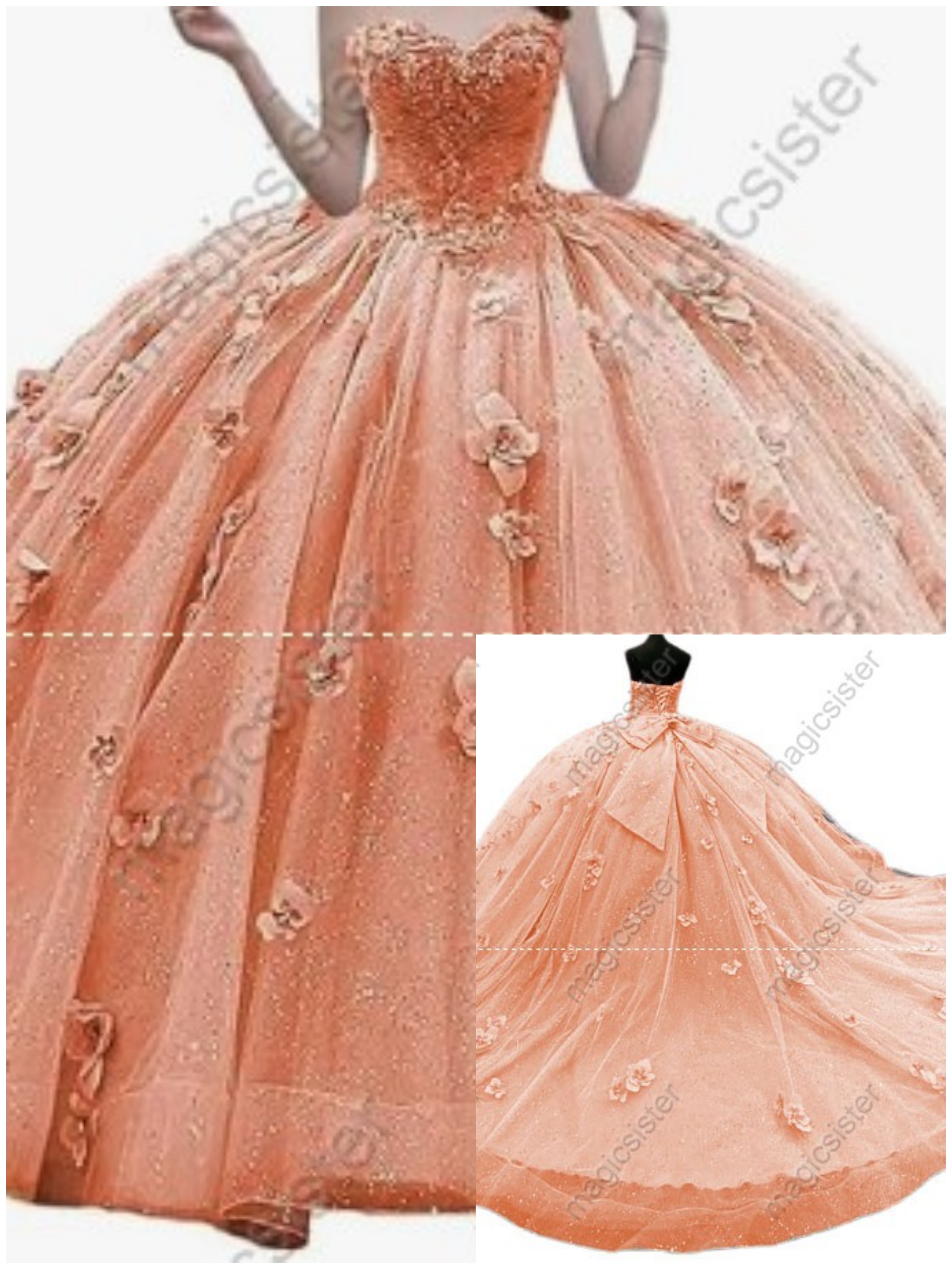 Factory Wholesale Elegant 3D Flower Quinceanera Dress
