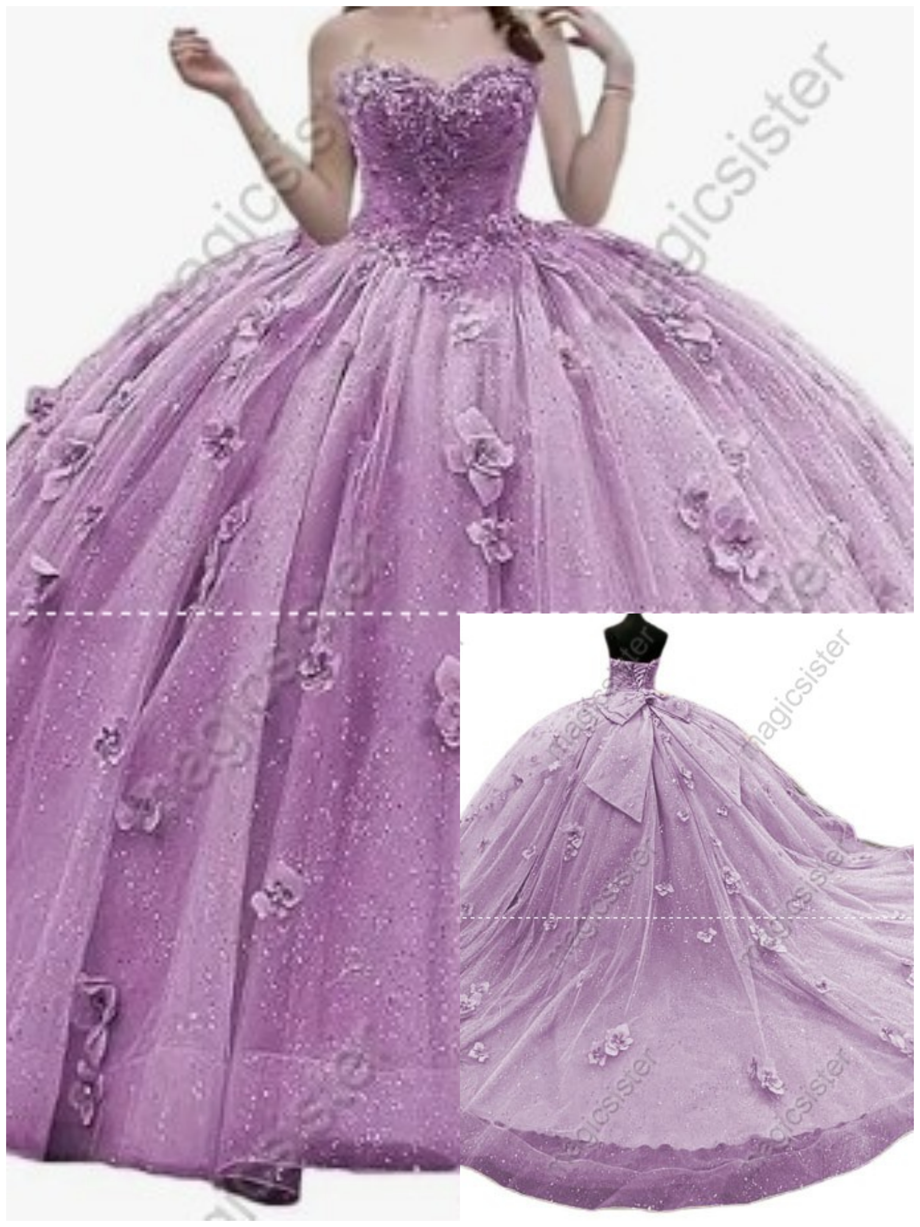 Factory Wholesale Elegant 3D Flower Quinceanera Dress