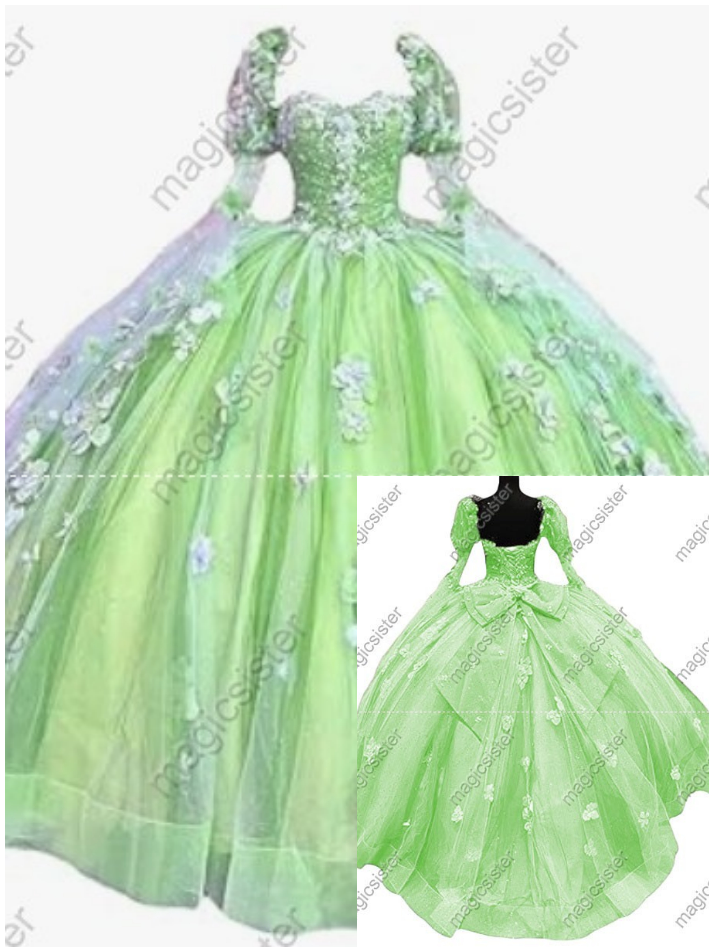Sage Factory Wholesale Elegant 3D Flower Quinceanera Dress