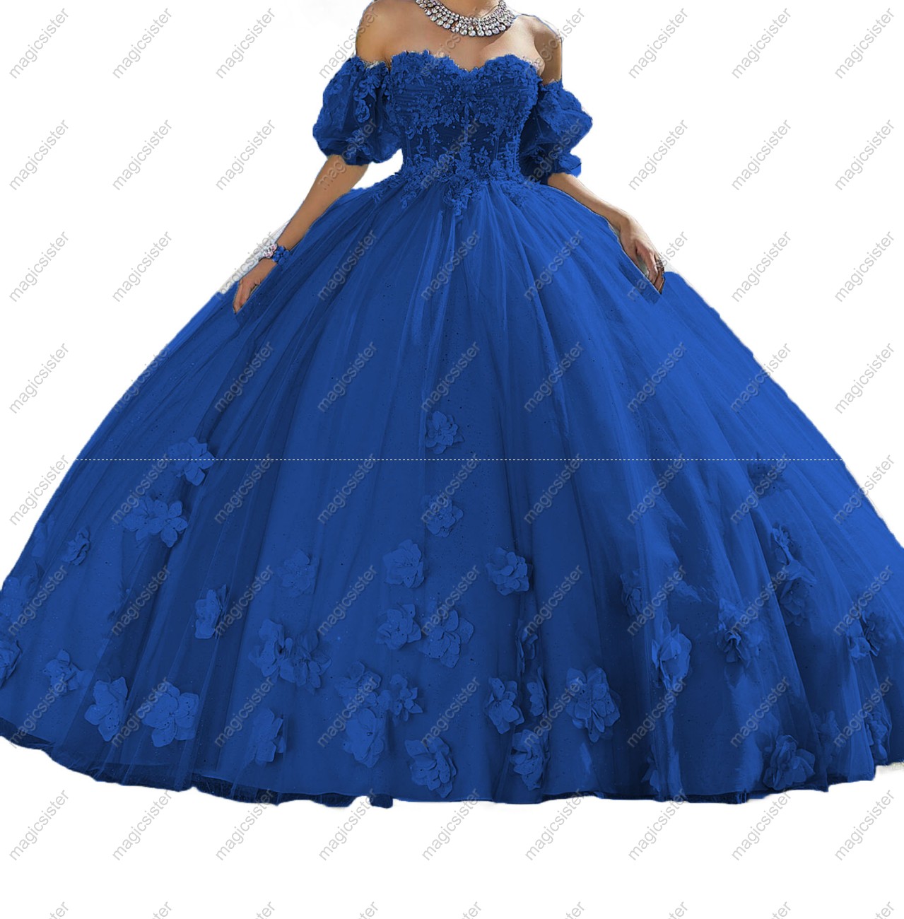 Factory Wholesale Elegant 3D Flower Quinceanera Dress