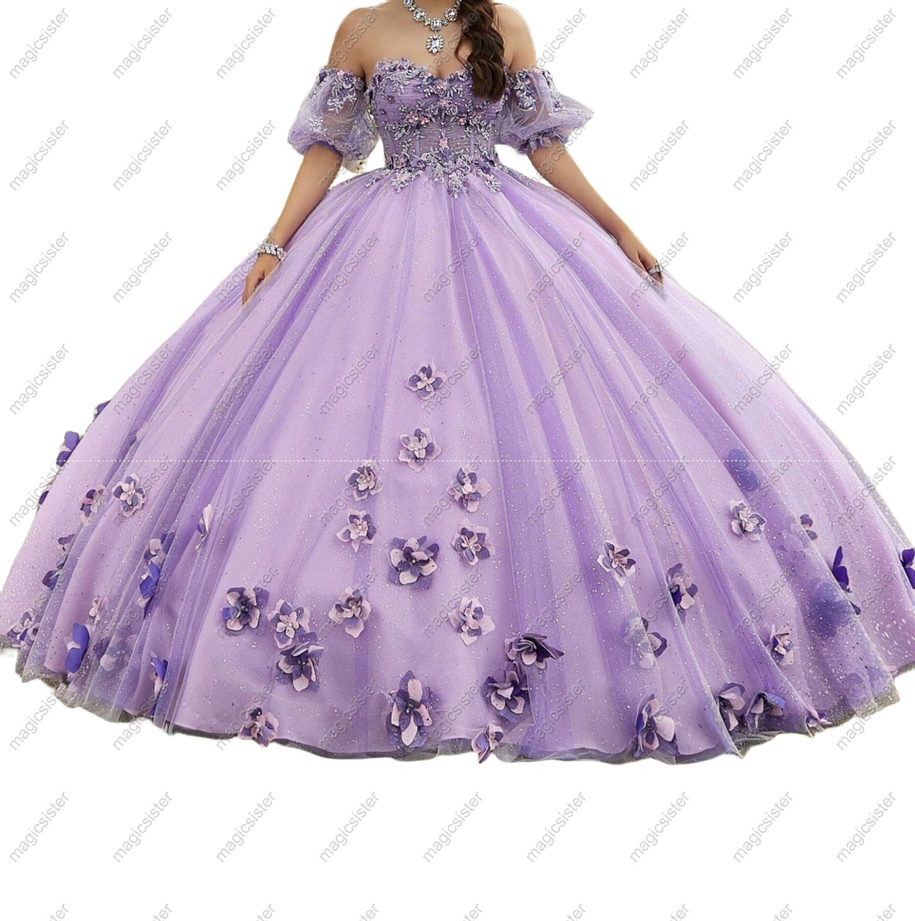 Factory Wholesale Elegant 3D Flower Quinceanera Dress