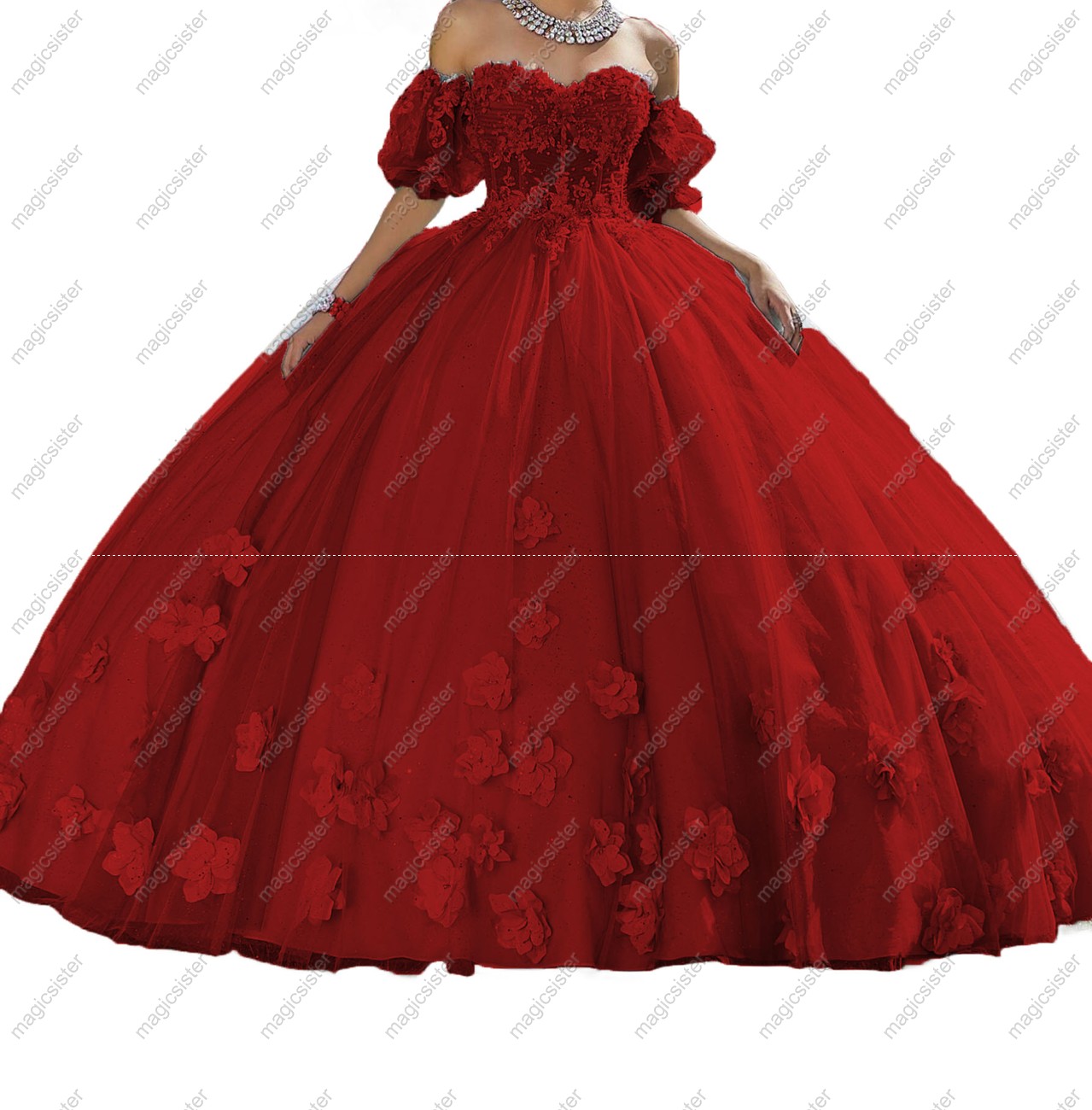Factory Wholesale Elegant 3D Flower Quinceanera Dress