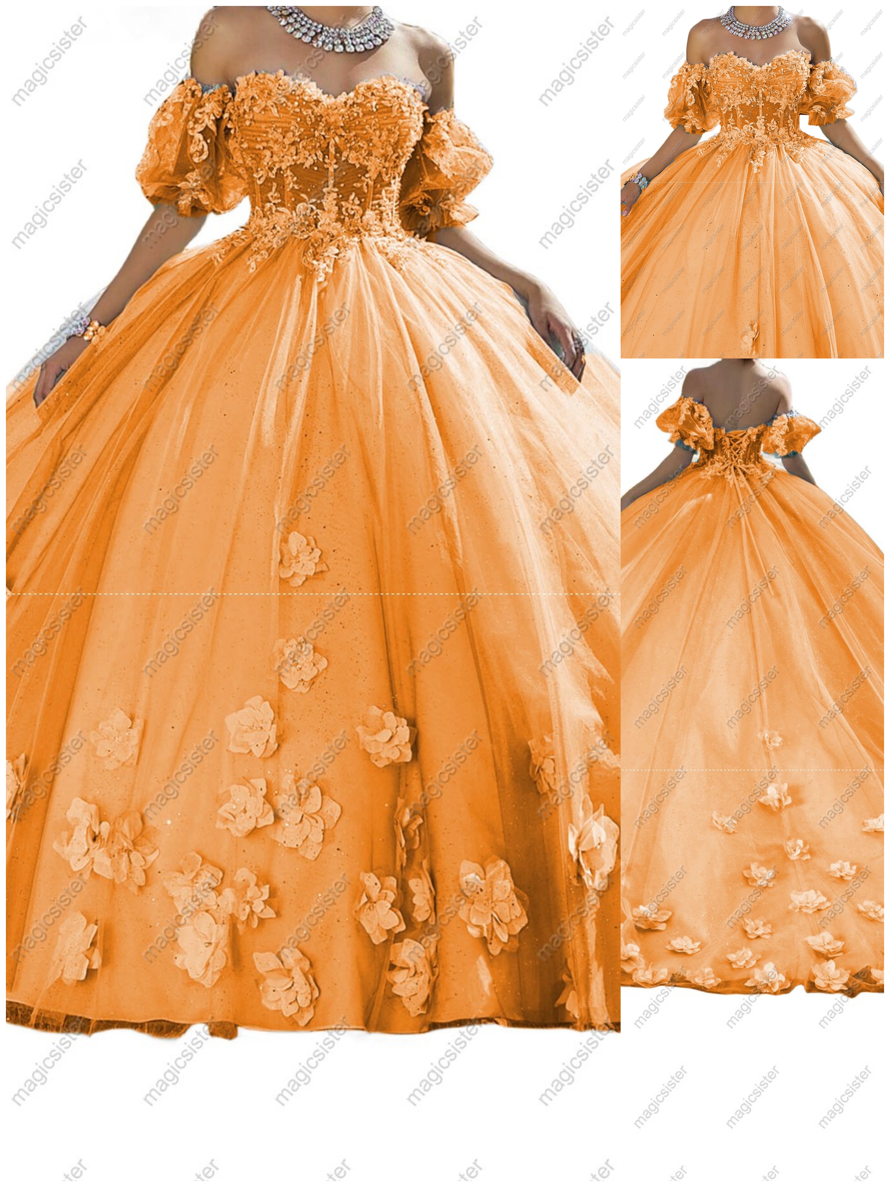 Factory Wholesale Elegant 3D Flower Quinceanera Dress