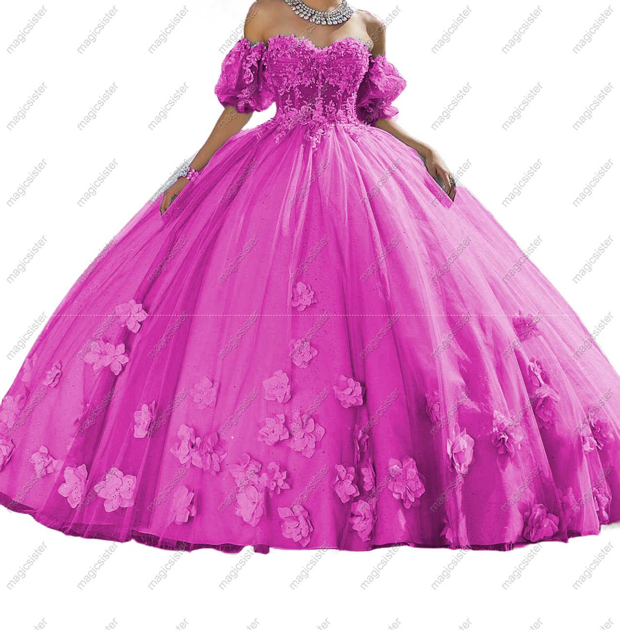 Factory Wholesale Elegant 3D Flower Quinceanera Dress