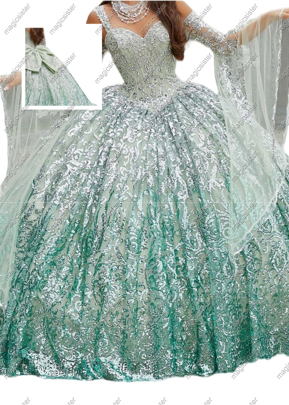 Sage Factory Wholesale TopSelling Green System Quinceanera Dress