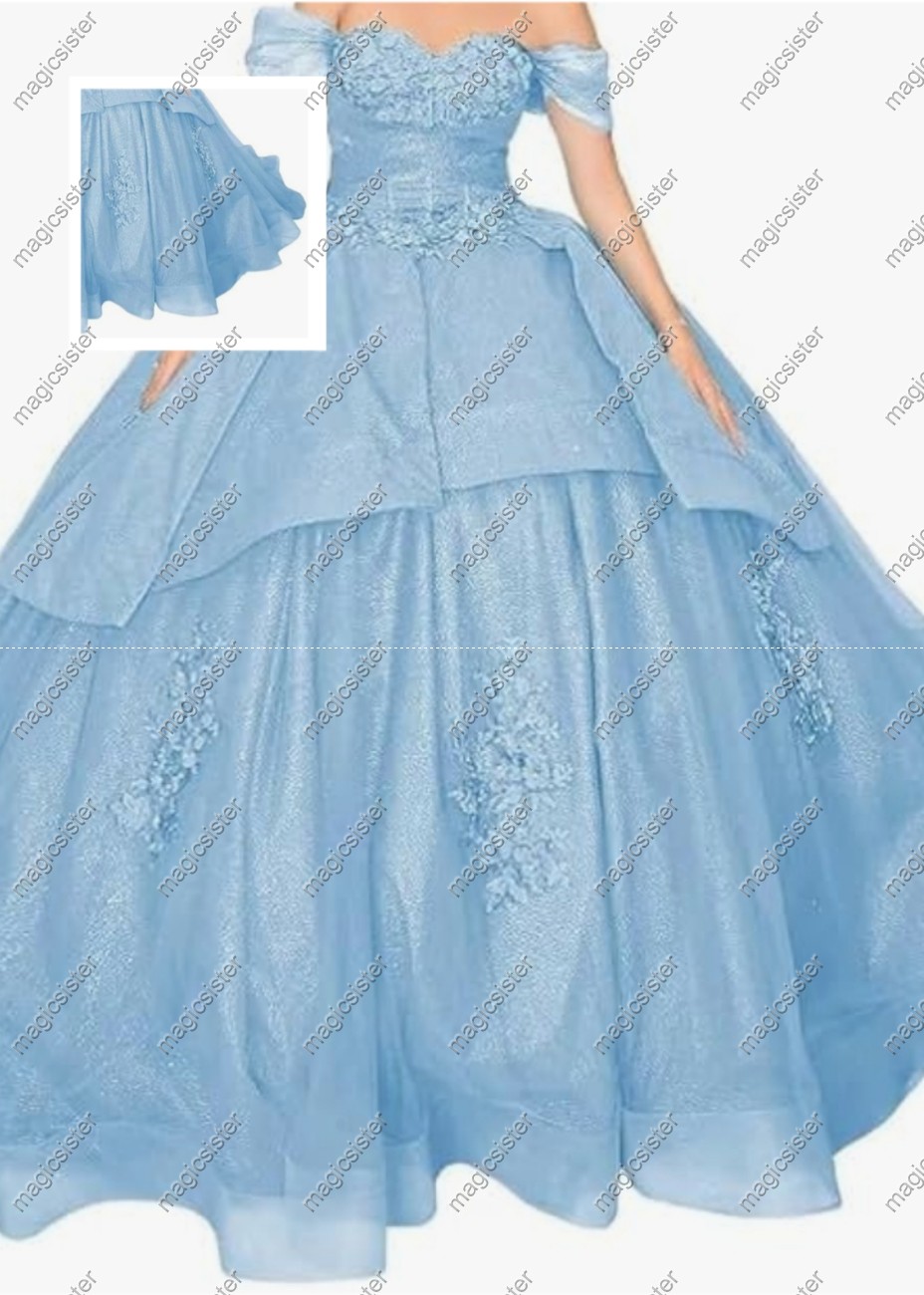 Factory wholesale Instock Glitter 3D Floral Appliques Quinceanera Dress