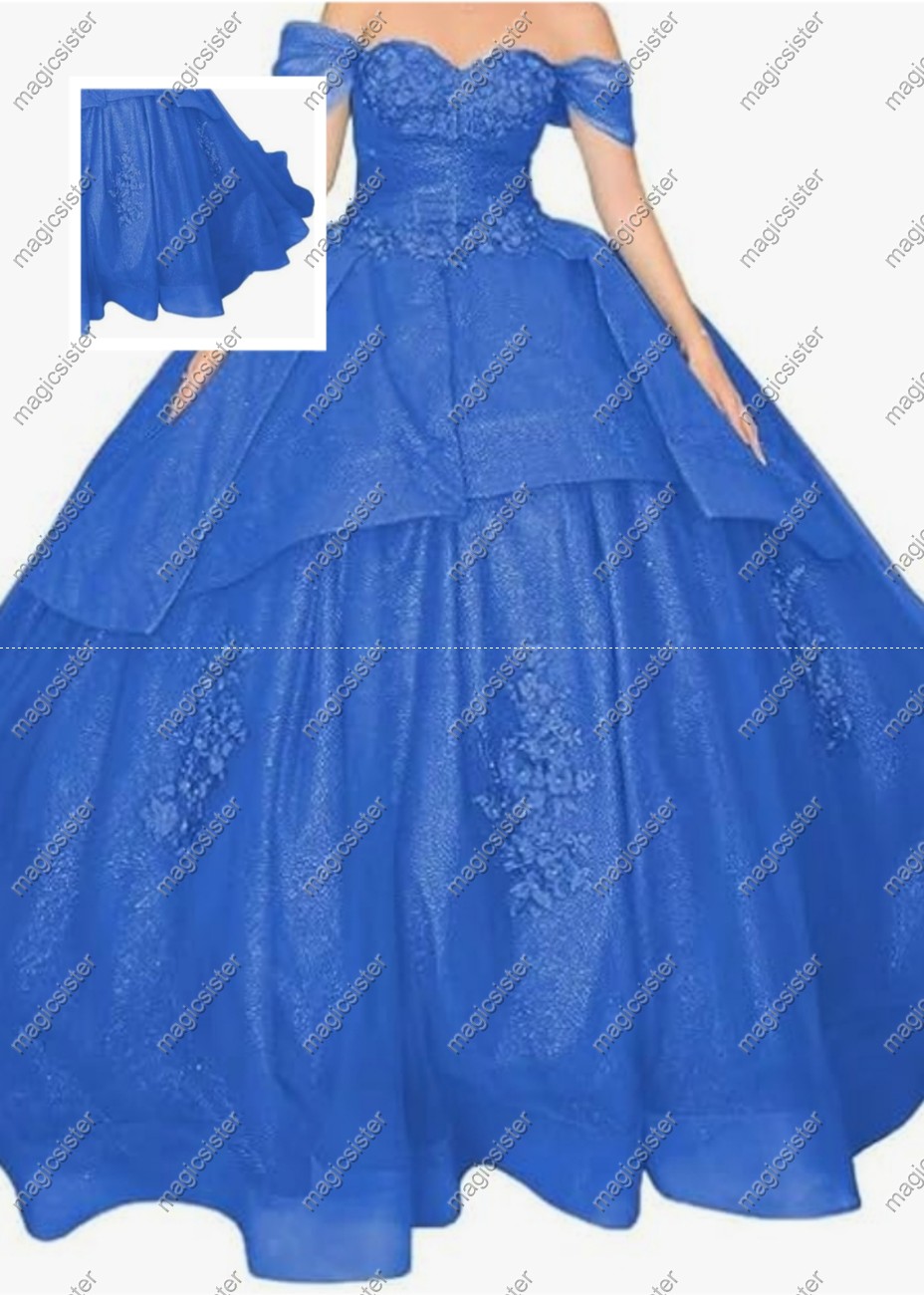 Factory wholesale Instock Glitter 3D Floral Appliques Quinceanera Dress