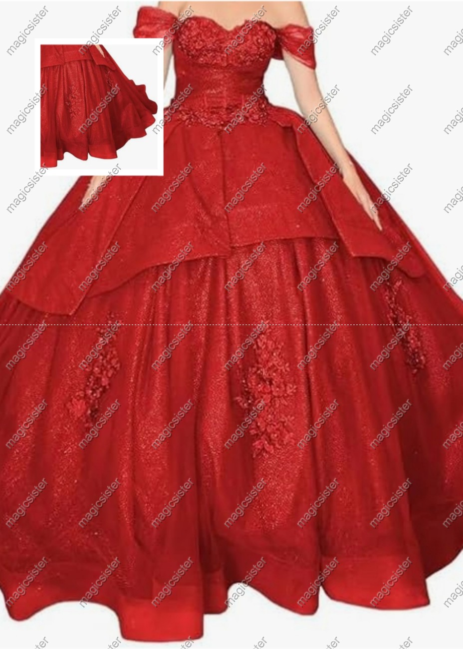 Factory wholesale Instock Glitter 3D Floral Appliques Quinceanera Dress