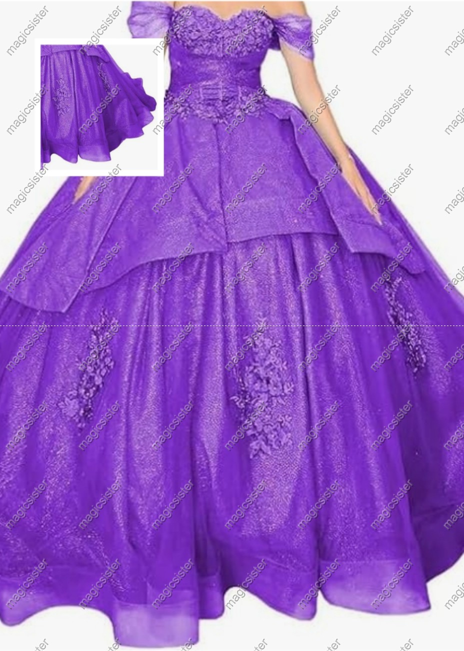 Factory wholesale Instock Glitter 3D Floral Appliques Quinceanera Dress