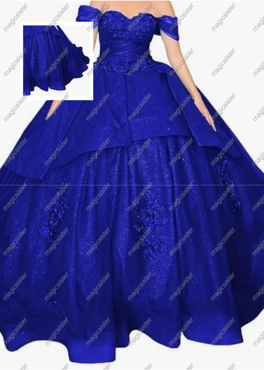 Factory wholesale Instock Glitter 3D Floral Appliques Quinceanera Dress