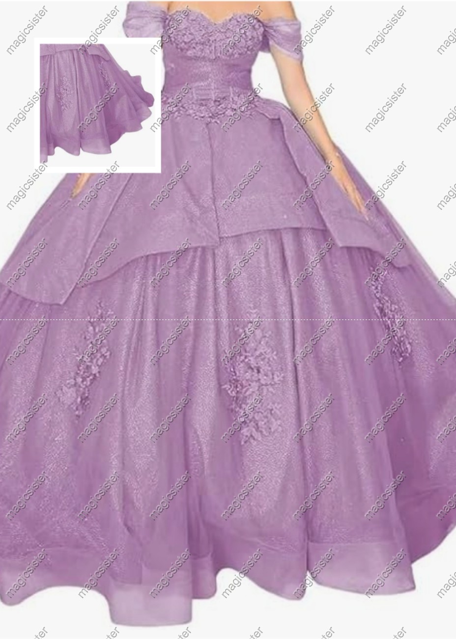 Factory wholesale Instock Glitter 3D Floral Appliques Quinceanera Dress