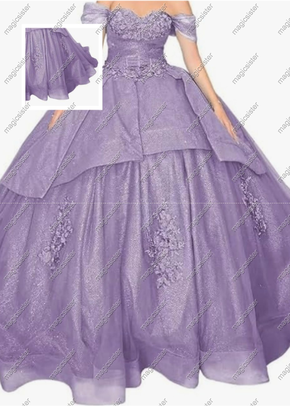 Factory wholesale Instock Glitter 3D Floral Appliques Quinceanera Dress