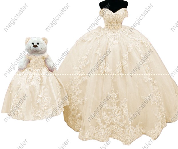 Factory Wholesale Hotselling Matching Barbie and Bear Dress