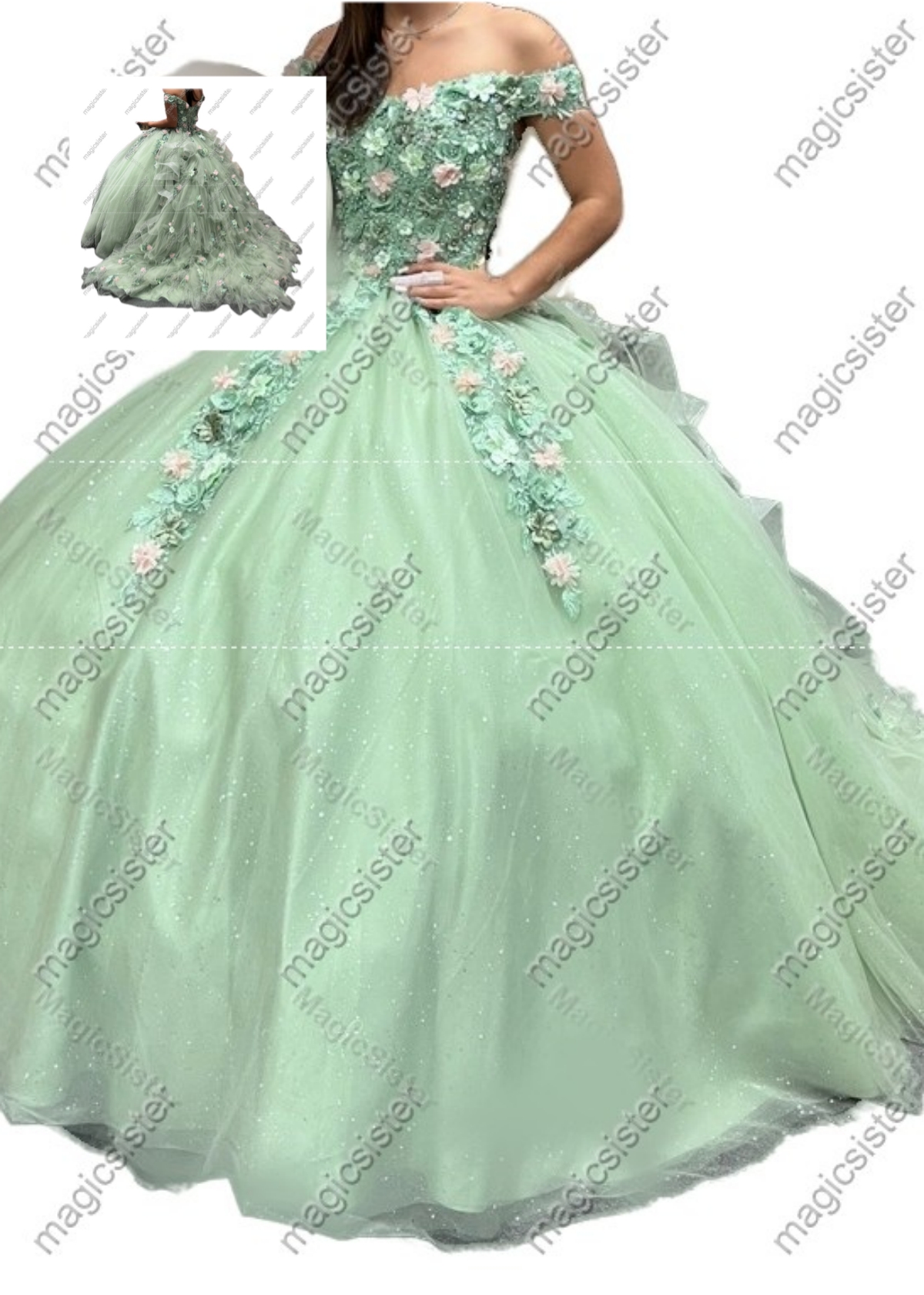 Factory Wholesale TopSelling Green System Quinceanera Dress