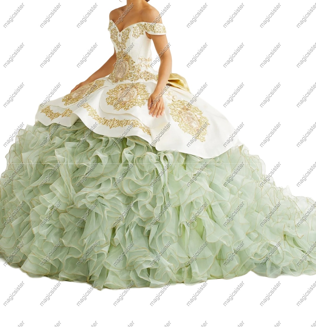 Sage Factory Wholesale TopSelling Green System Quinceanera Dress