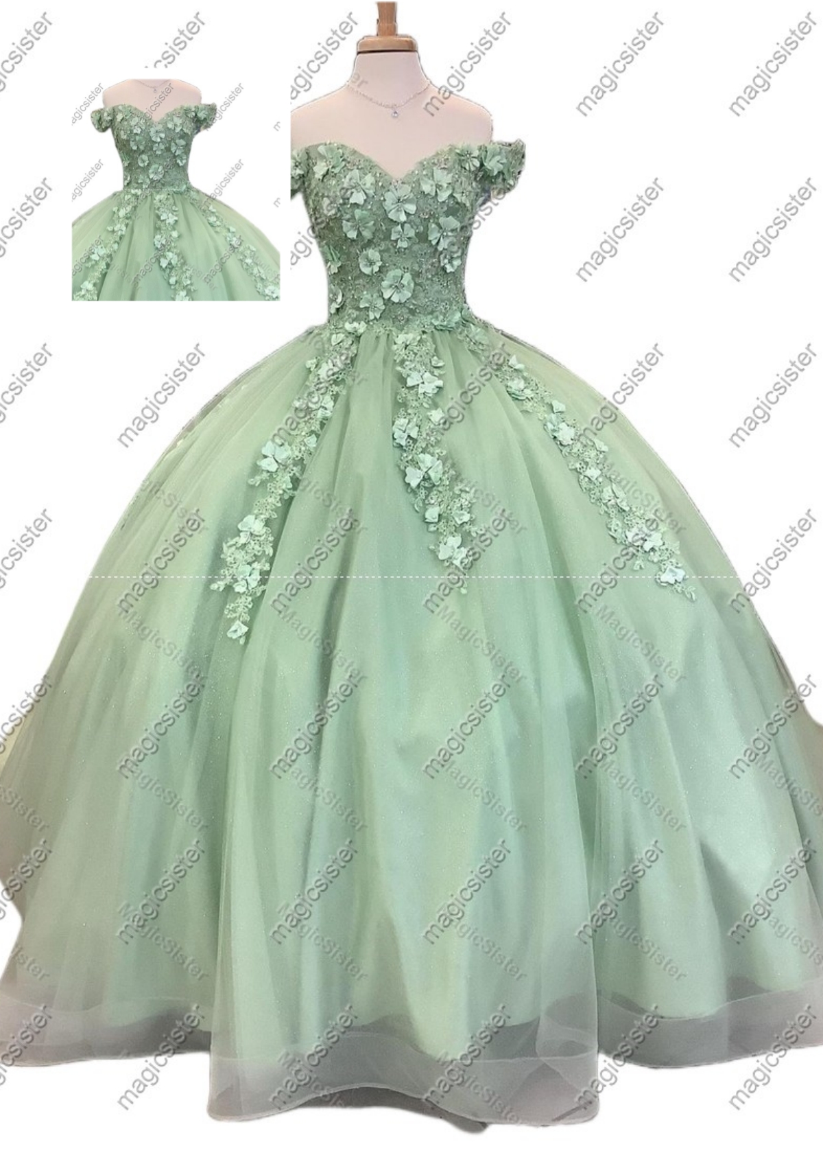 Factory Wholesale TopSelling Green System Quinceanera Dress