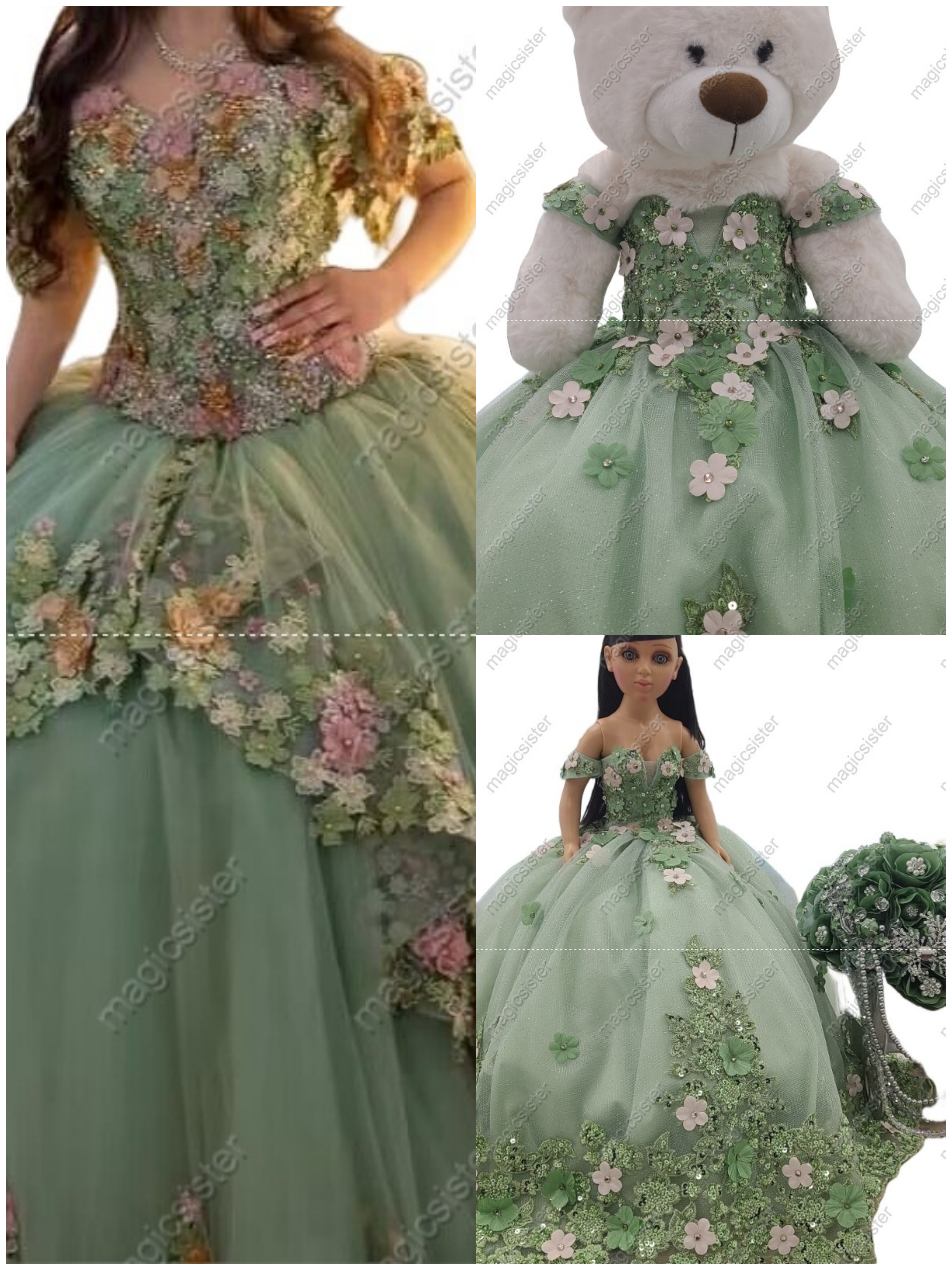 Hotselling Matching Barbie and Bear Dress
