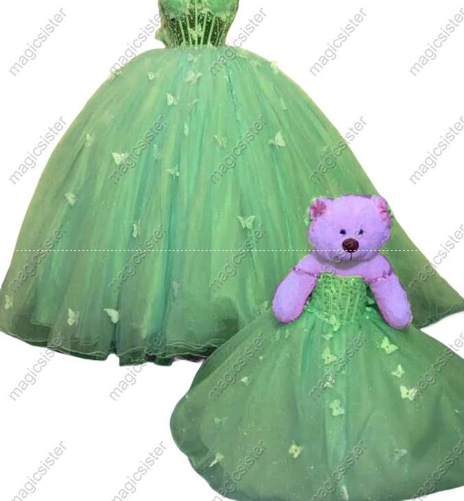 Sage Hotselling Matching Barbie and Bear Dress