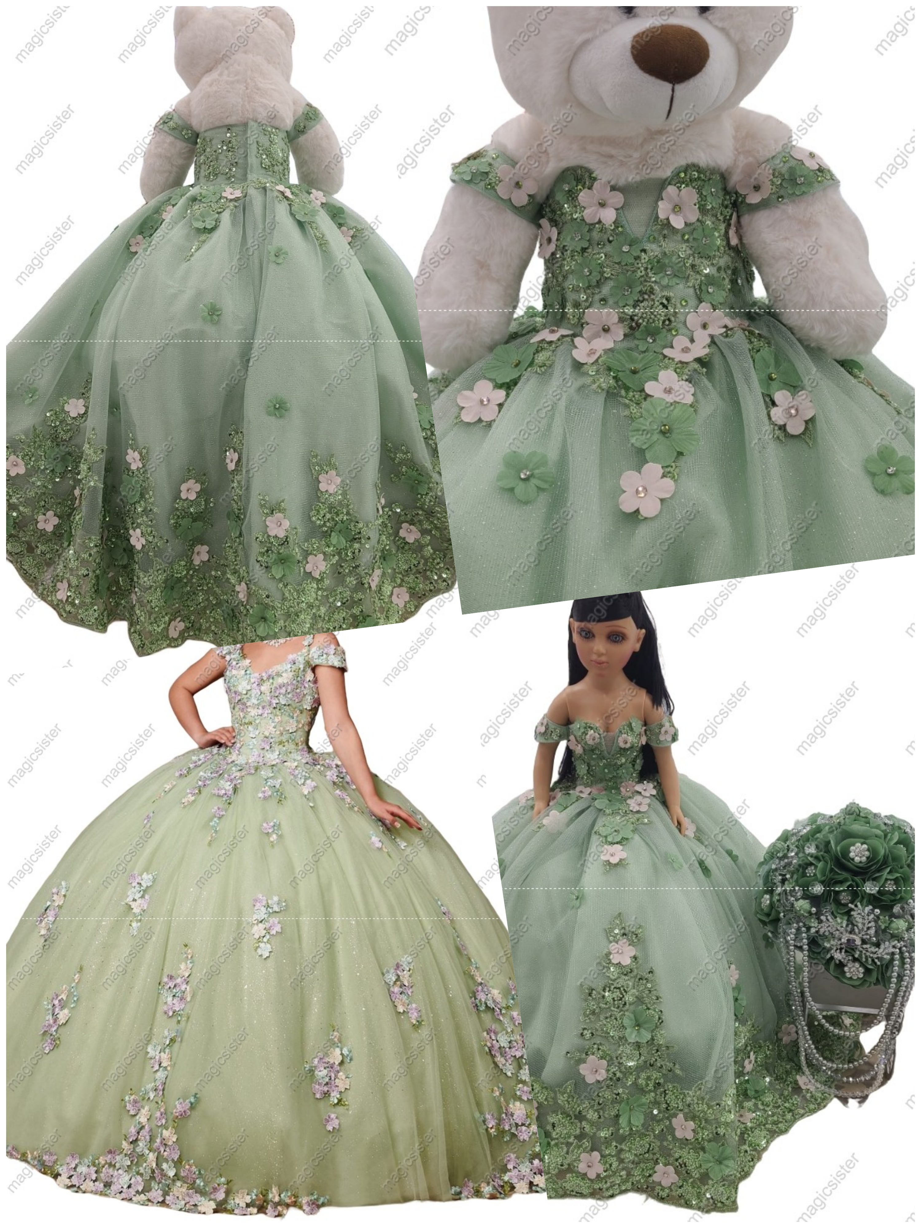 Sage Hotselling Matching Barbie and Bear Dress
