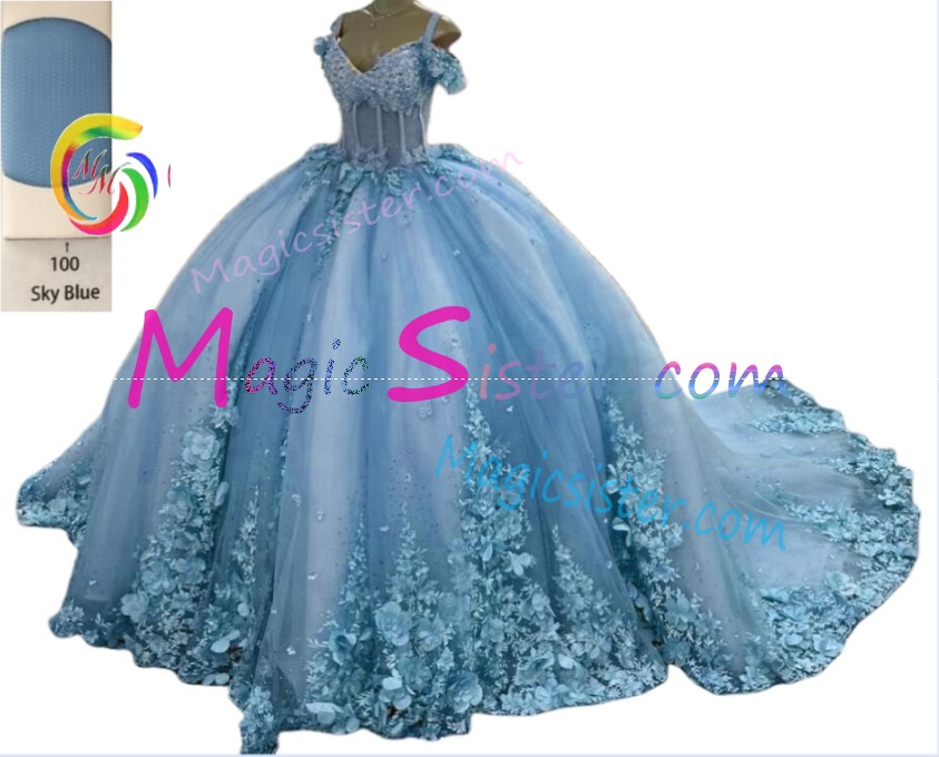 Customized 3D Floral Quinceanera Dress