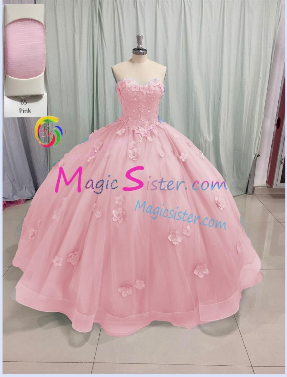 Factory Wholesale Elegant 3D Flower Quinceanera Dress