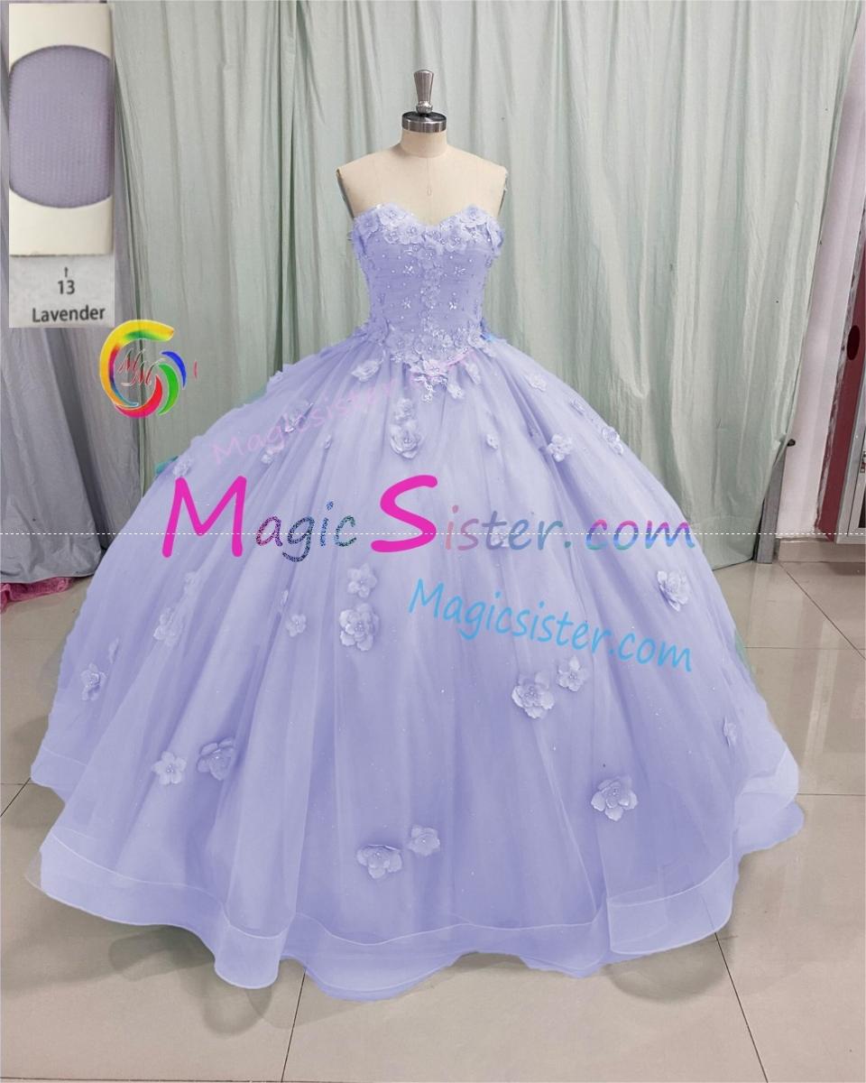Factory Wholesale Elegant 3D Flower Quinceanera Dress