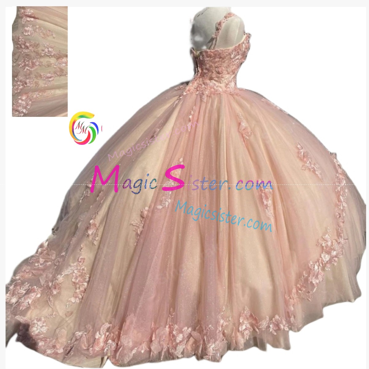 Blush Factory Wholesale Luxury 3D Floral Quinceanera Dress