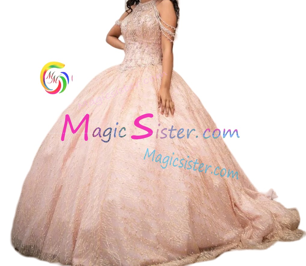 Blush Sparkly Instock Factory Wholesale Quinceanera Dress